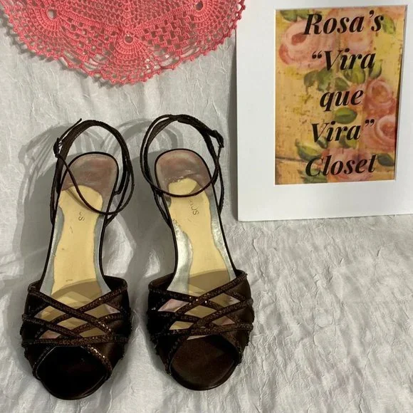 Strappy Evening Brown Sandal - Picture 2 of 13